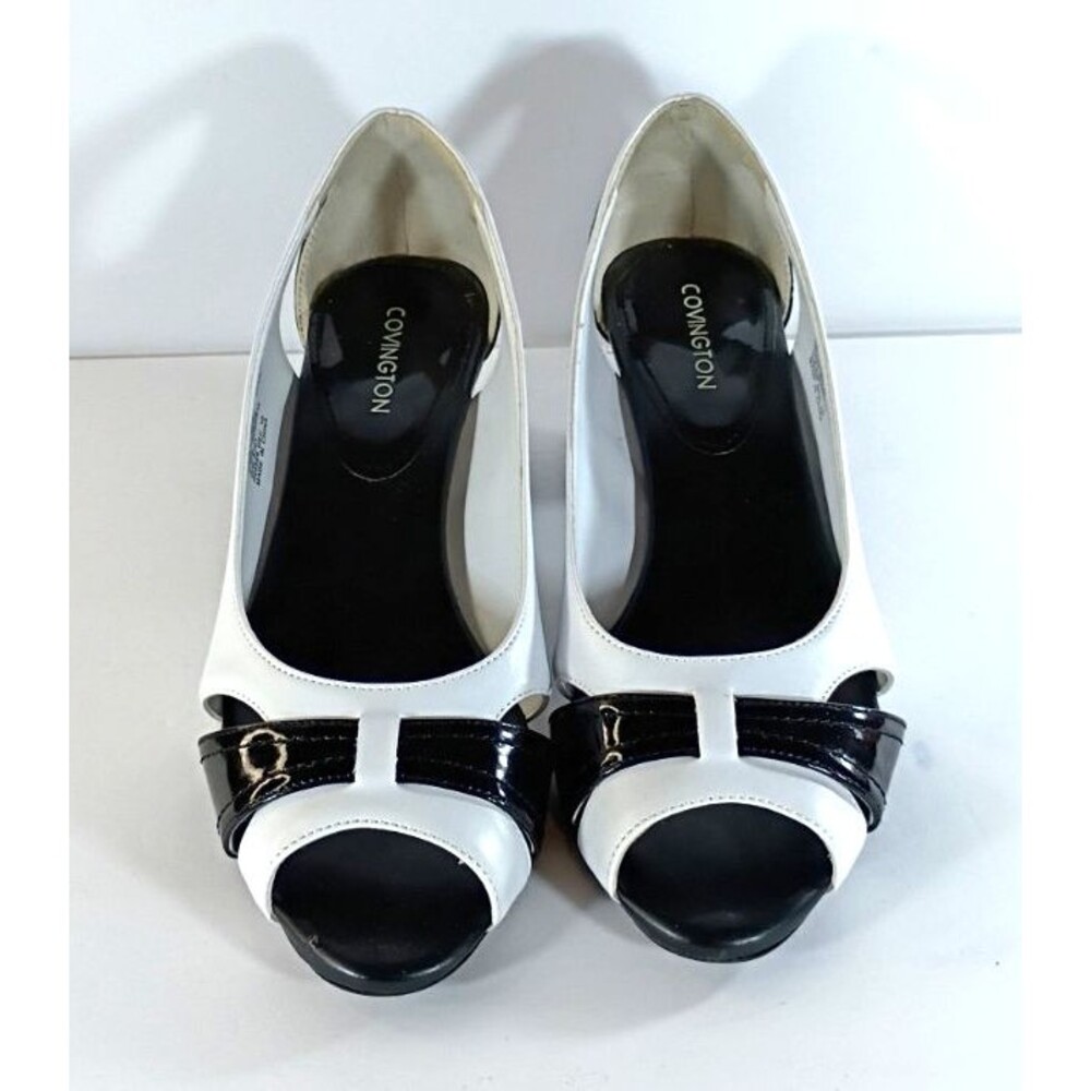 Covington Black White Spectator Peep Toe Pumps Heels 6W Rockabilly Retro Sz 6W